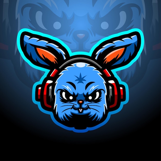 Vector ilustración de esport de mascota de cabeza de conejo