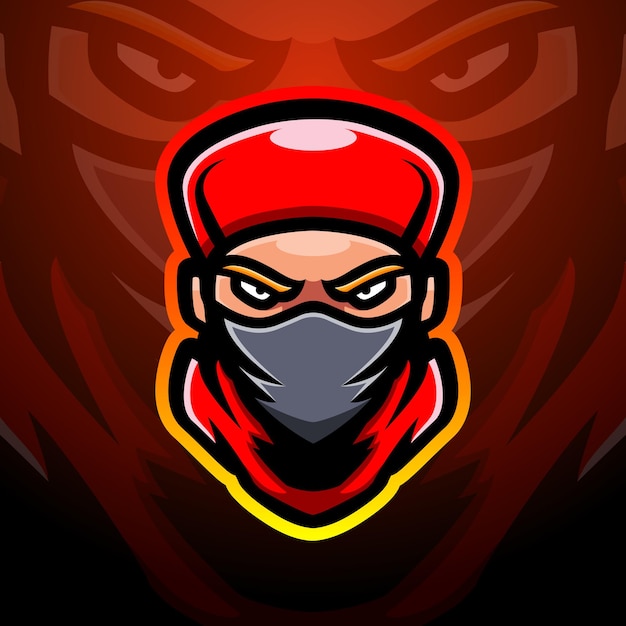 Vector ilustración de esport de mascota de cabeza de ninja