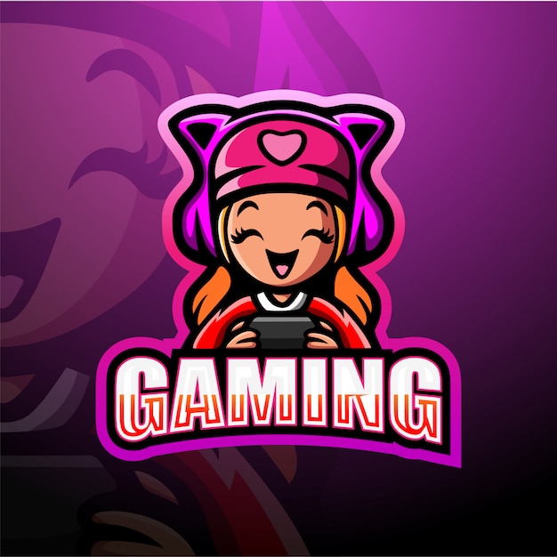 Ilustración de esport de mascota de chica gamer