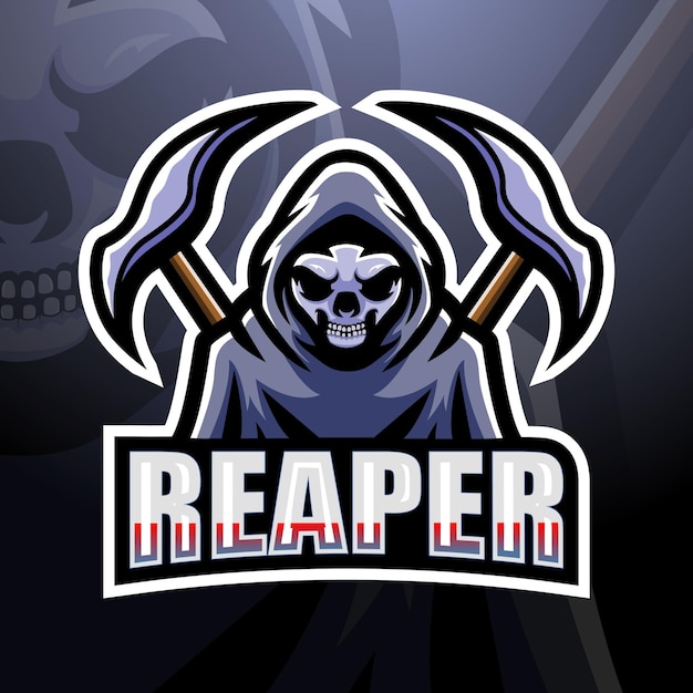 Ilustración de esport de la mascota del cráneo de reaper