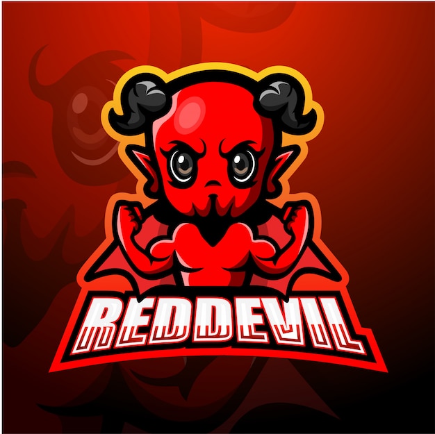 Ilustración del esport de la mascota del diablo rojo