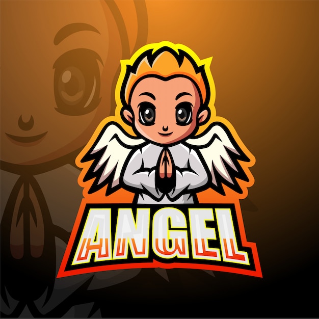 Ilustración de esport de mascota de niño ángel