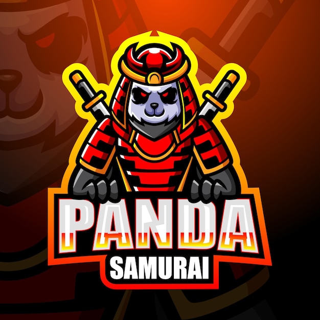 Ilustración de esport de mascota de panda samurai