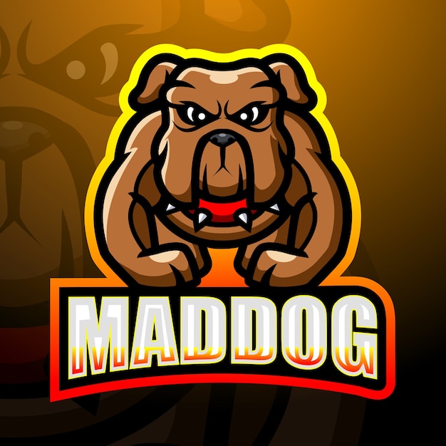 Vector ilustración de esport de mascota de perro loco fuerte