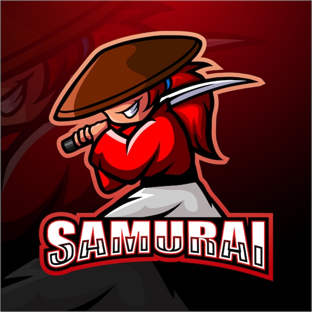 Ilustración de esport mascota de samurai