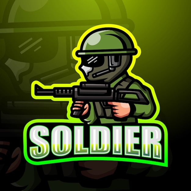 Ilustración de esport de mascota de soldado