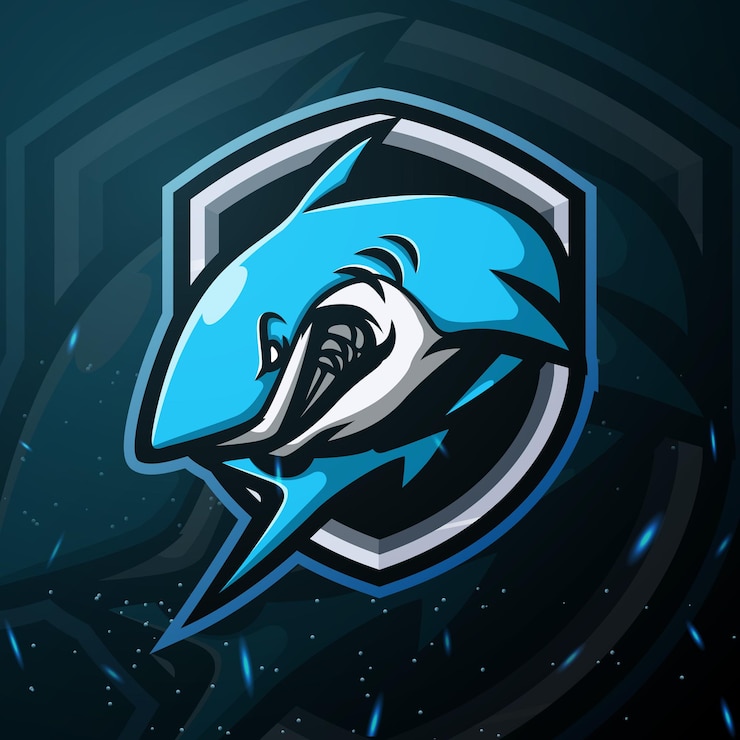 Vector ilustración de esport de mascota de tiburón