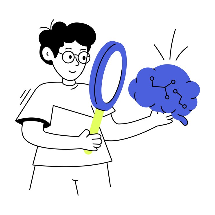 Vector ilustración de esquema basada en caracteres de búsqueda ai