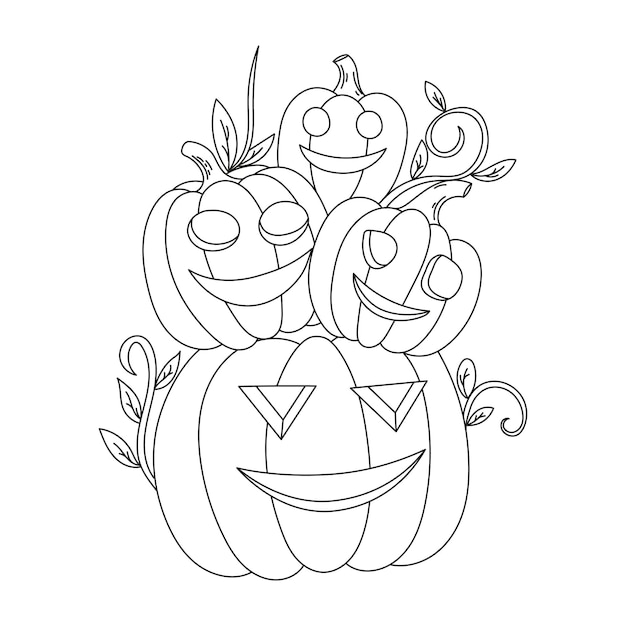 Vector ilustración de esquema de calabaza de halloween