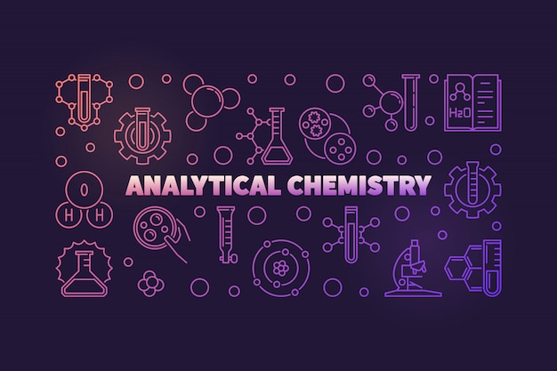 Ilustración de esquema coloreado de química analítica