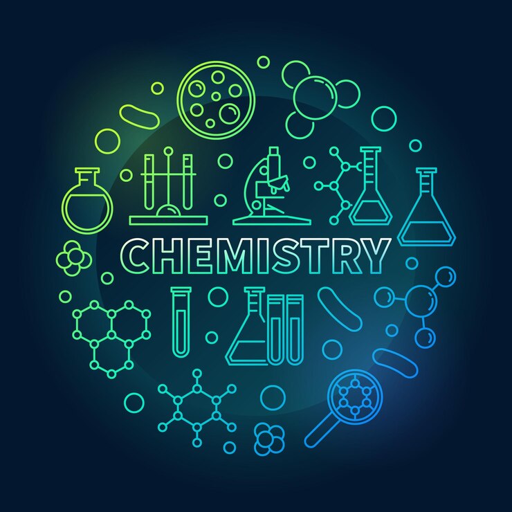 Vector ilustración de esquema de concepto de color redondo de vector de química