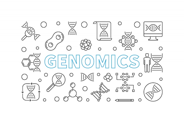 Ilustración de esquema horizontal de genómica