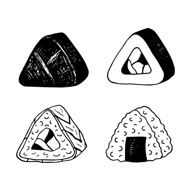 Ilustración de esquema de onigiri Cocina japonesa Comida asiática tradicional