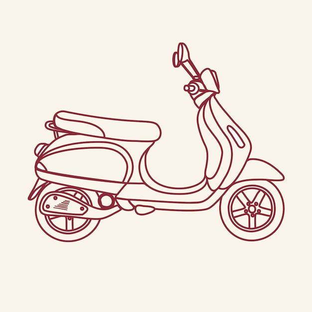 Ilustración de esquema de scooter de la vieja escuela