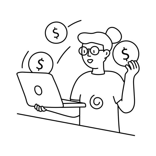Ilustración de esquema vectorial de devolución de dinero obtenido archivo EPS 10