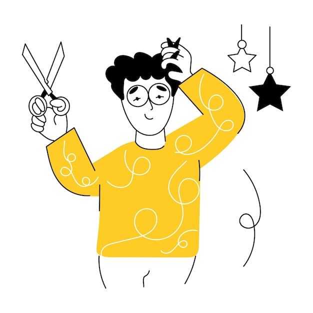 Ilustración esquemática de corte de pelo