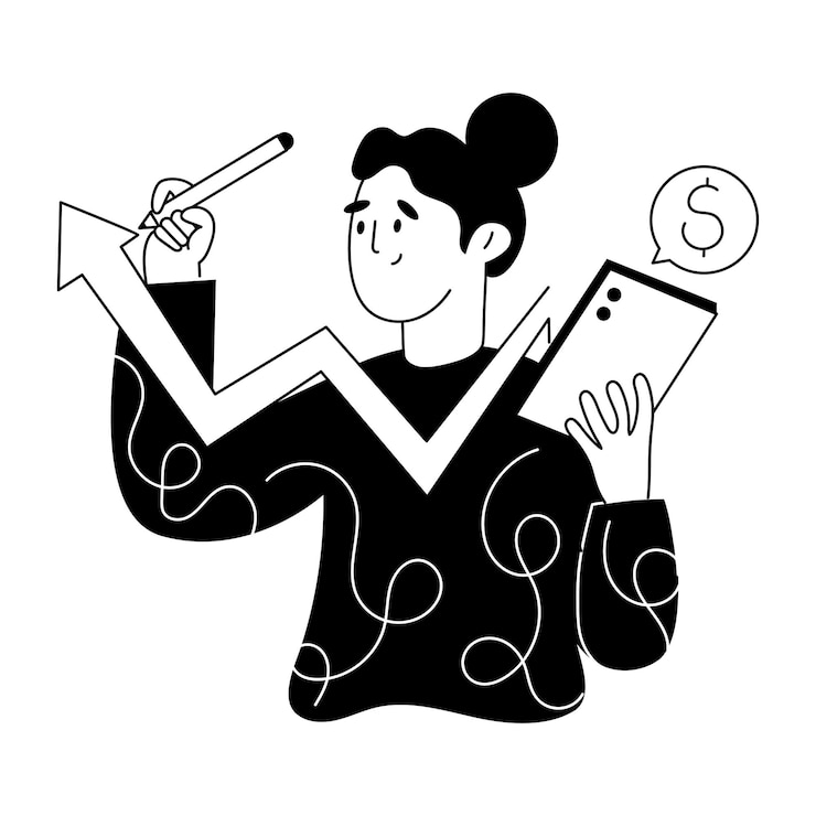 Vector ilustración esquemática de moda de mujer rica