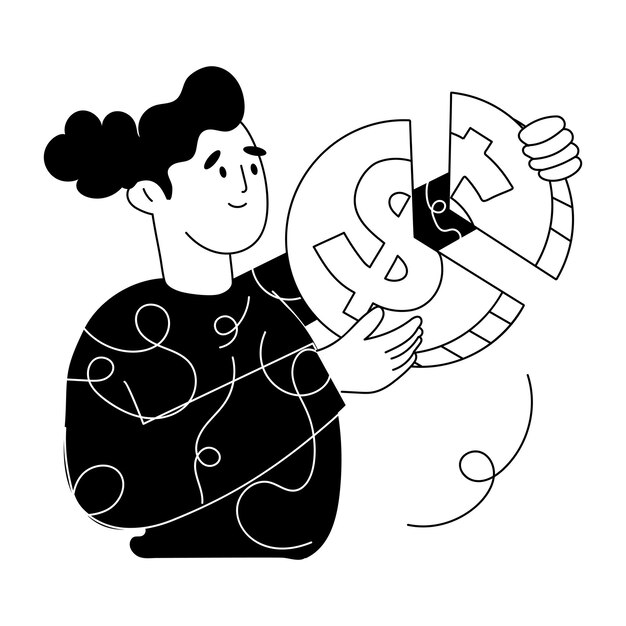 Ilustración esquemática de moda de mujer rica
