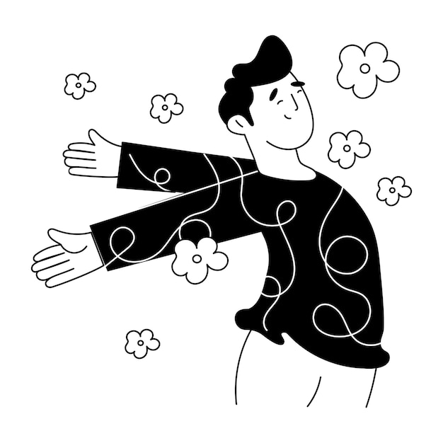 Ilustración esquemática moderna del hombre pacífico