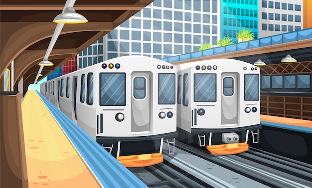 Vector ilustración de la estación de tren