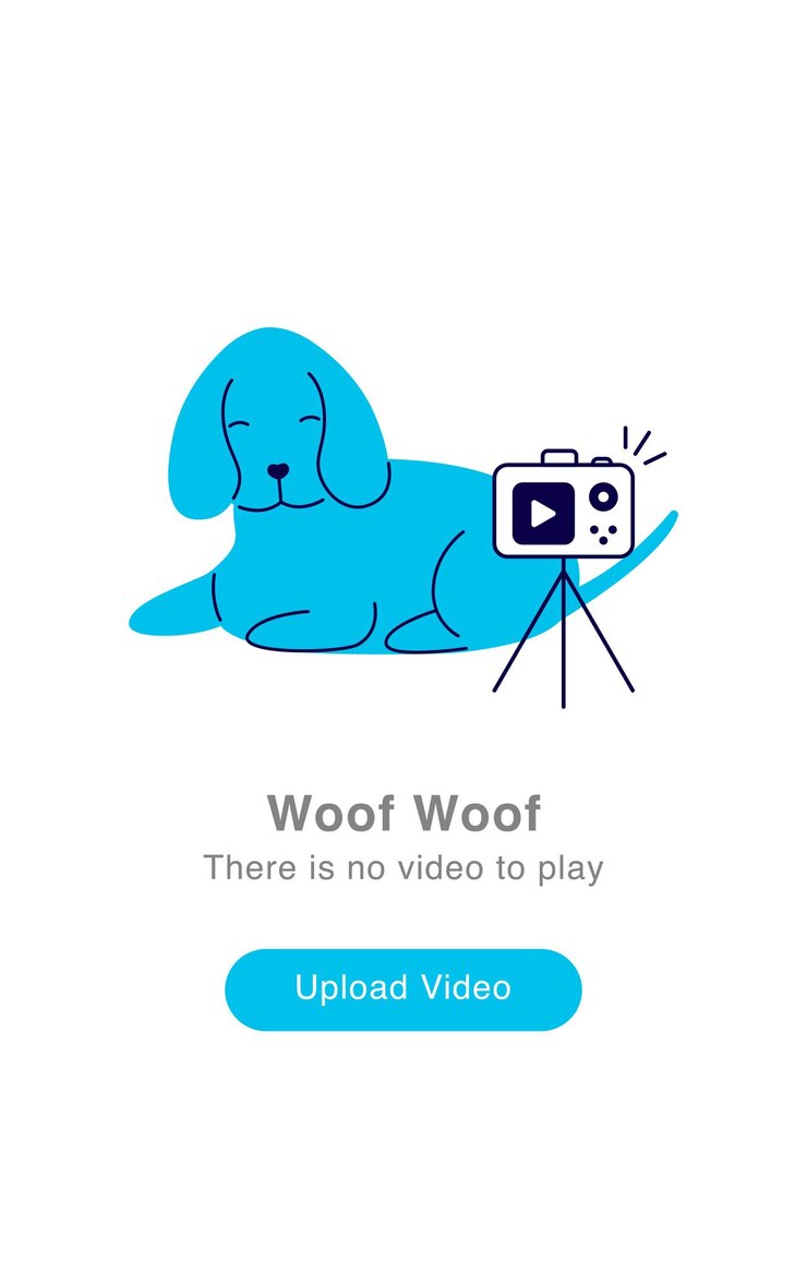 Vector ilustración de estado vacío filmar perro con trípode no hay video disponible