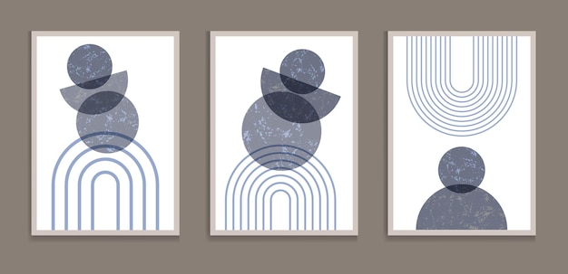 Ilustración estética abstracta minimalista moderna de mediados de siglo y vector de decoración de arte de pared
