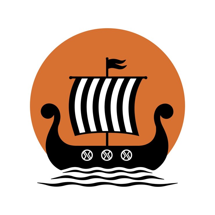 Ilustración estilizada de un barco vikingo