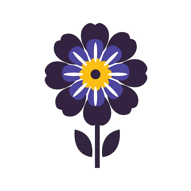 Ilustración estilizada de flores púrpuras y amarillas