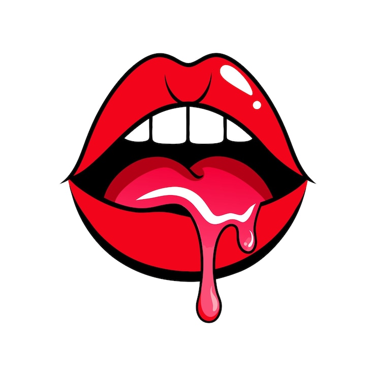 Vector ilustración estilizada de labios vectorial de diseño en blanco y negro