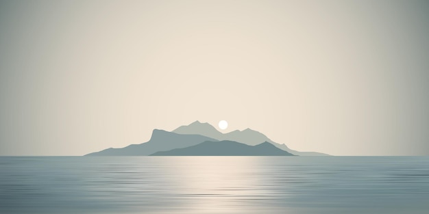 Ilustración estilizada de paisajes de islas con paisajes marinos minimalistas