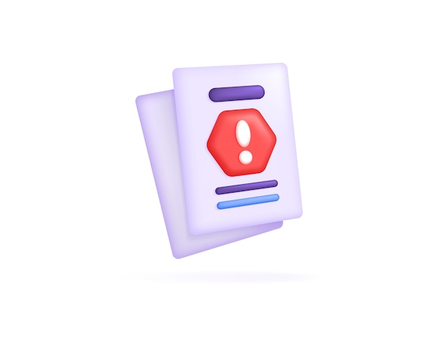 Ilustración en estilo 3D de una carta de advertencia o una carta importante