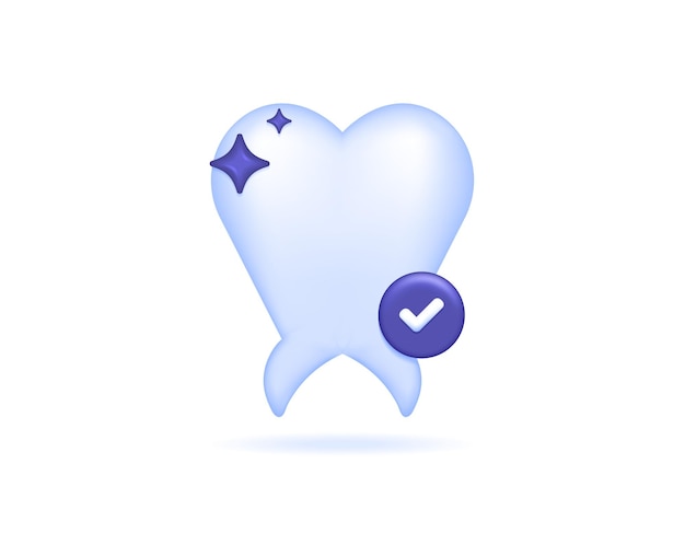 Ilustración de estilo 3D de un concepto de dientes limpios y blancos o clínica dental