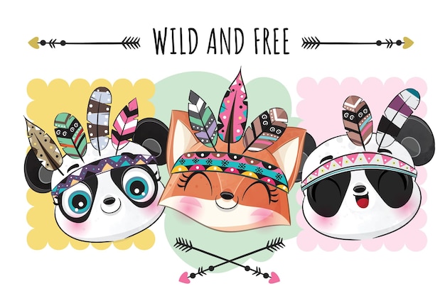 Ilustración de estilo boho animal lindo ilustración de fondo