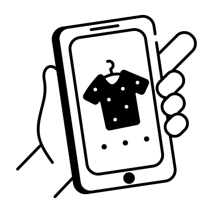 Vector ilustración de estilo dibujado a mano de la aplicación de compras
