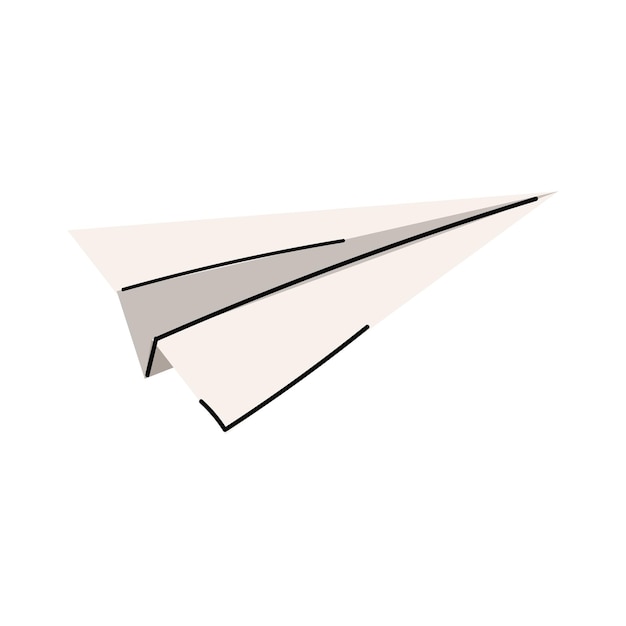 Ilustración en estilo de dibujos animados de un avión de papel icono de origami Doodle
