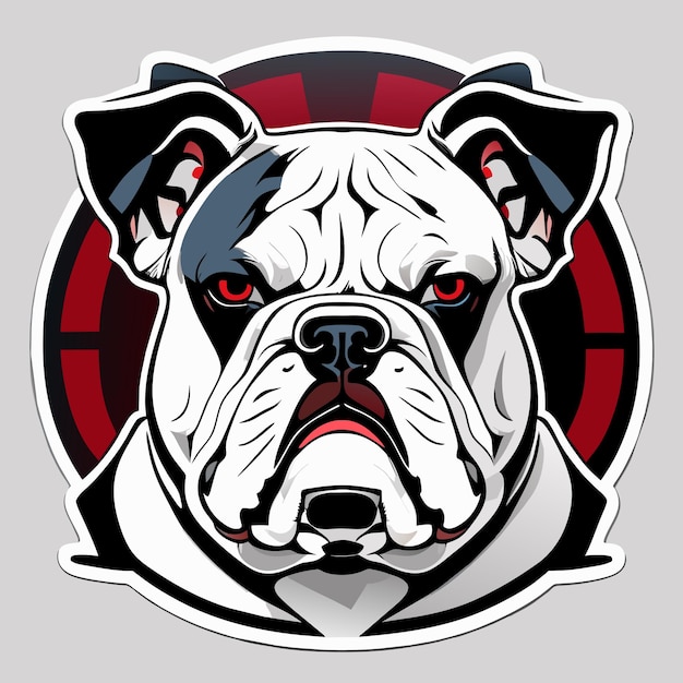 Vector ilustración de estilo de dibujos animados de etiqueta plana de bulldog americano