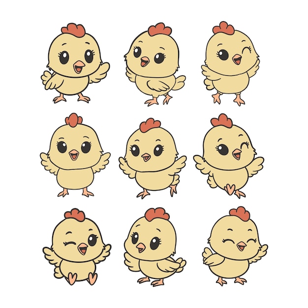 Vector ilustración de estilo de dibujos animados de pollo lindo