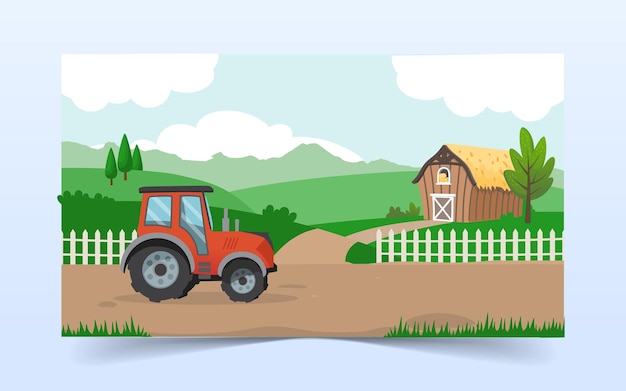Ilustración de estilo de dibujos animados vectoriales planos de paisajes urbanos carretera con coches horizonte oficina de la ciudad