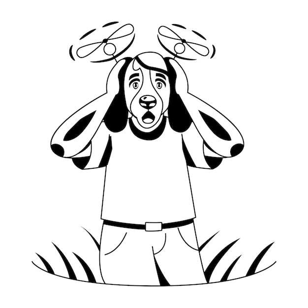 Una ilustración de estilo glifo del personaje del perro conmocionado