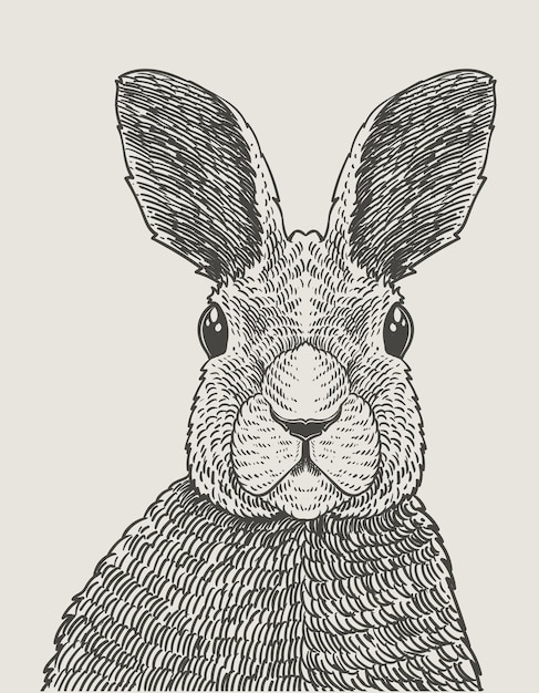 Vector ilustración estilo de grabado de conejo vintage