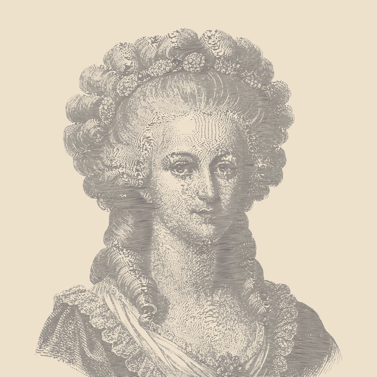 Vector ilustración de estilo de grabado de reina de época