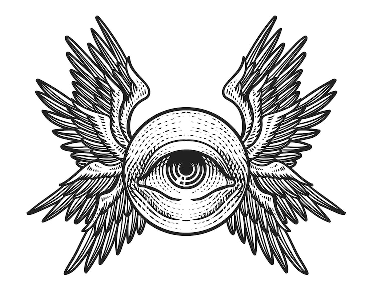 Vector ilustración del estilo de grabado de los serafines ángeles