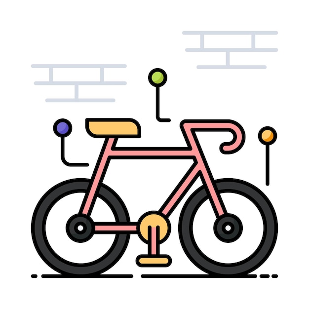 Ilustración de estilo de icono de contorno lleno de vector de bicicleta Símbolo en fondo blanco Archivo EPS 10