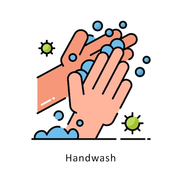 Ilustración de estilo de icono de contorno lleno de vector de lavado a mano Símbolo en fondo blanco Archivo EPS 10