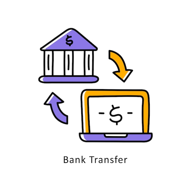 Ilustración de estilo de icono de contorno lleno de vector de transferencia del banco archivo EPS 10
