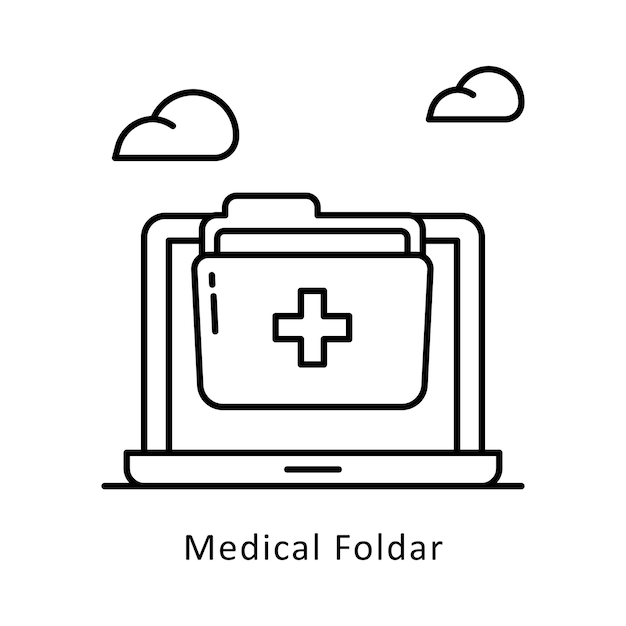 Ilustración del estilo de icono del contorno vectorial de la carpeta médica Símbolo en fondo blanco Archivo EPS 10