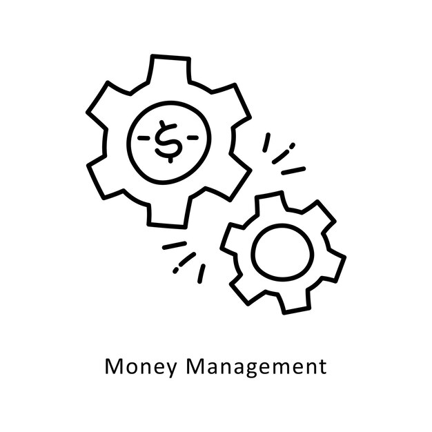 Ilustración del estilo del icono del contorno vectorial de gestión monetaria Símbolo de pago en fondo blanco EPS 10