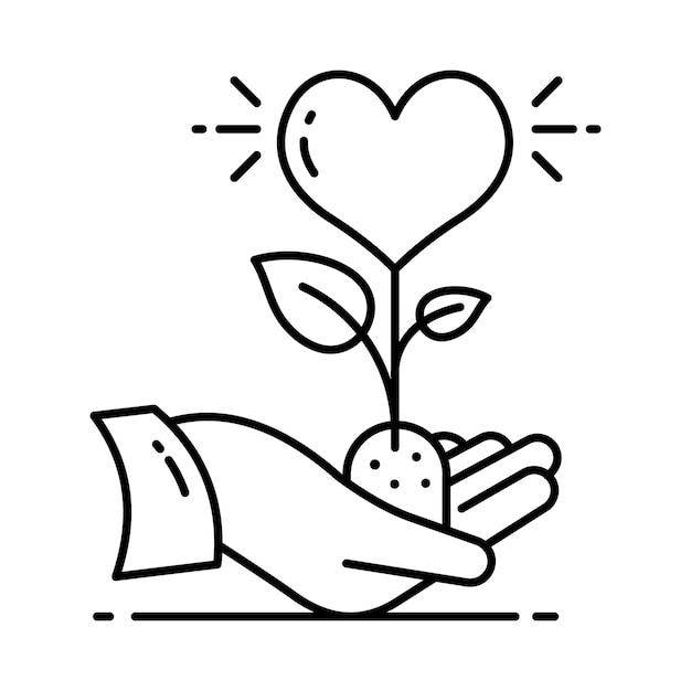 Ilustración de estilo de icono del contorno vectorial de la planta de amor Símbolo en fondo blanco Archivo EPS 10