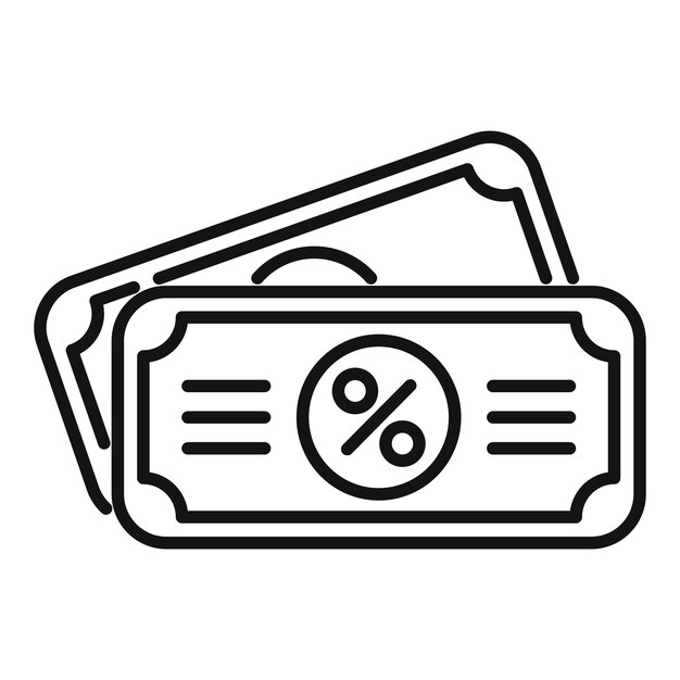 Ilustración de estilo de icono de línea de billetes de dinero en efectivo con signo de porcentaje