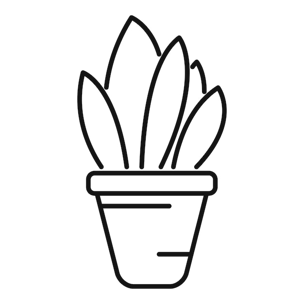 Ilustración de estilo icono de línea de una planta en olla creciendo